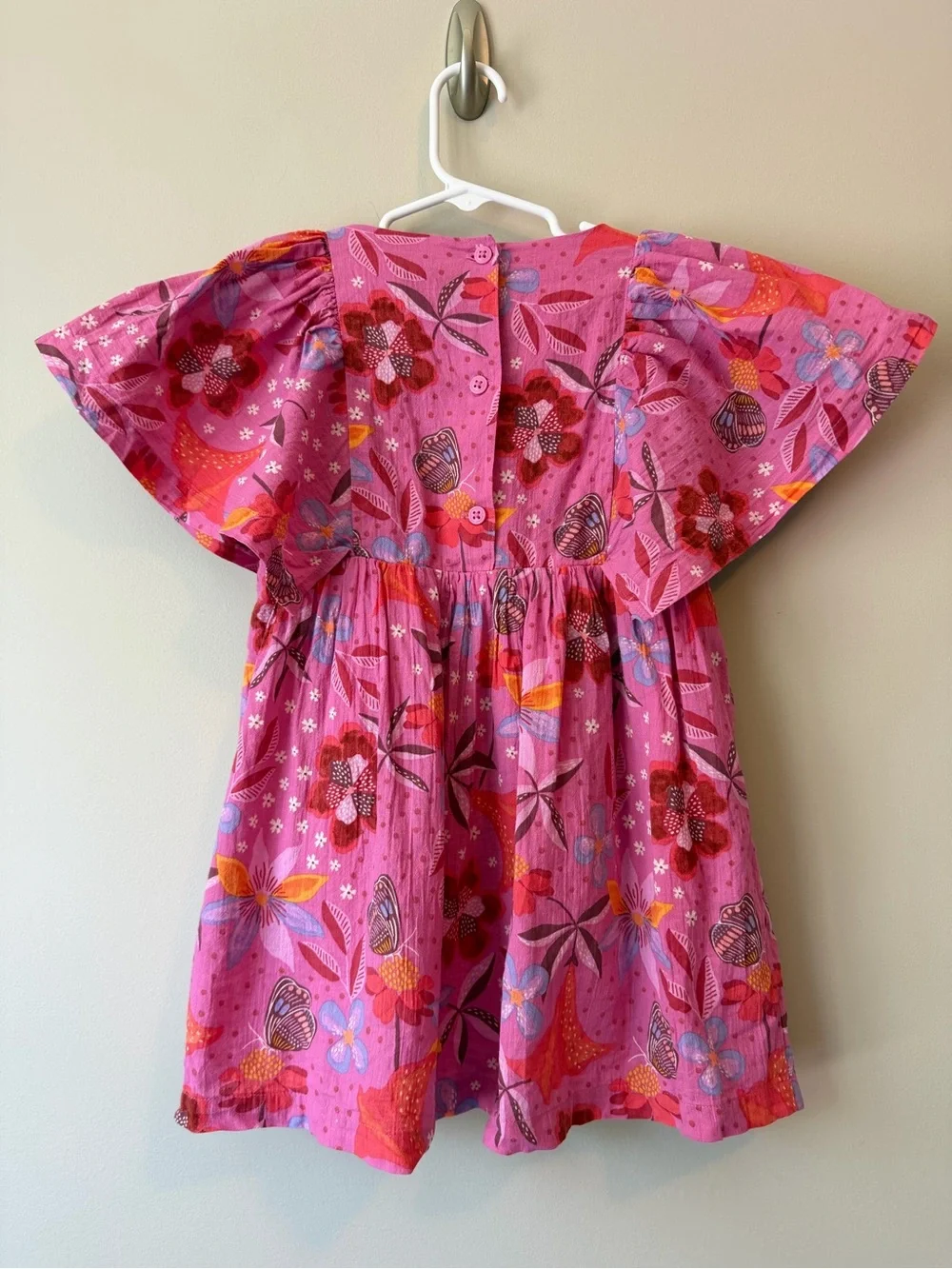 Tea Collection Butterfly Sleeve Twirl Dress Size 4 | Pink Floral | VGUC